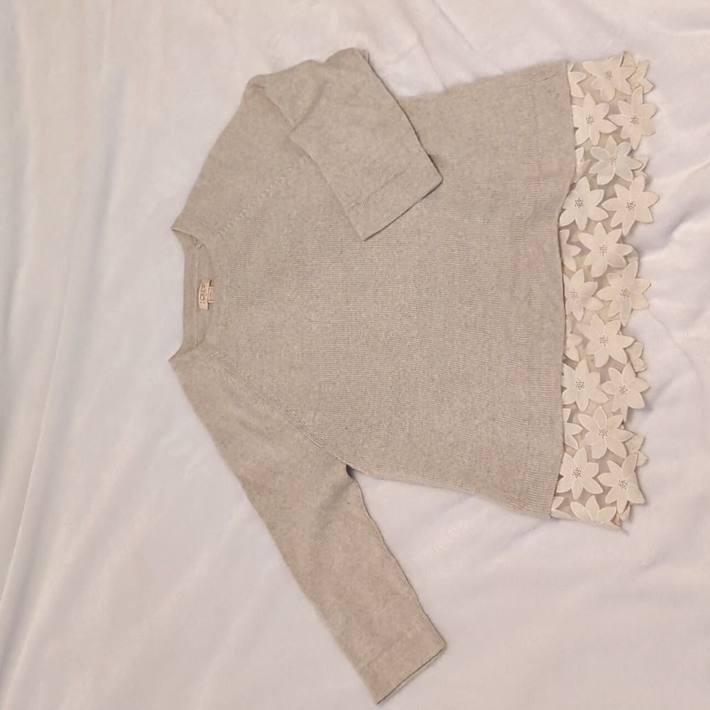 Crewneck sweater with lace trim